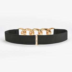 Gold Chain Black Stretch Belt