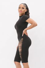 Snatched & Shredded Cut-Out Romper / Short Jumpsuit Available in Sizes S-XL (Lots of Stretch)