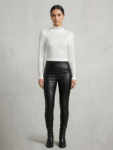 Rhinestone Diamond-Pattern Mock-Neck Top Available in Sizes M-XL