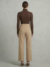 Camel Wide-Leg Stretch Trousers Available in Size M