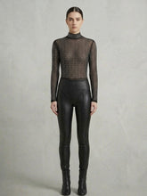 Rhinestone Studded Sheer Mesh Mock-Neck Bodysuit Available in Plus sizes 1X-3X