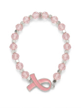 Pink Ribbon Beaded Stretch Bracelet