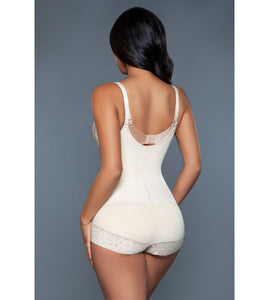 Nude Be Wicked Hi Waisted Lace Trim Leg Control Body Shaper Available in Sizes L/XL