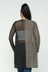 Half Print & Half Solid Side Slits Duster Available in Sizes M- L