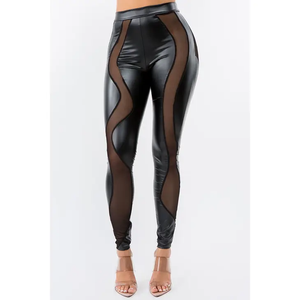 Faux Leather & Mesh Pants Available in Size S