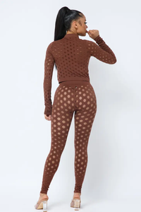 Hole Seamless Long Sleeve Top Leggings Set Available in Sizes S/M-L/XL