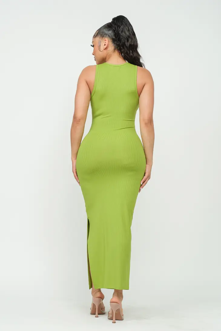Lime Green Side Slit Bodycon Maxi Dress Available in Sizes L-XL – Meika's Boutique N More LLC