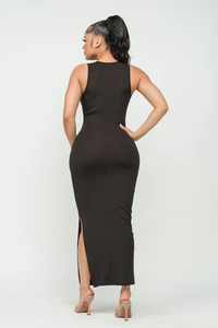 Black Side Slit Bodycon Maxi Dress Available in Sizes M-XL