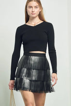 Faux Leather Fringe Mini Skirt Available Sizes S-2X