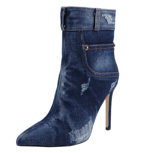 Stiletto Denim Booties Available in Sizes 6.5-11
