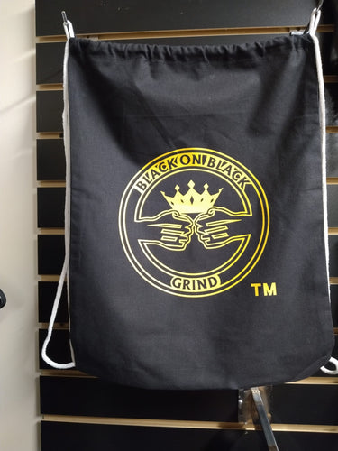 Black On Black Grind Drawstring Bag