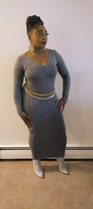 Grey long sweater dress lots of stretch available in sizes S-XL