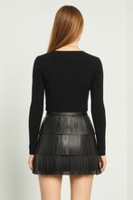 Faux Leather Fringe Mini Skirt Available Size S
