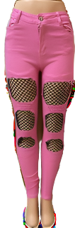 Pink Fishnet Jeans Lots of Stretch Available in Sizes S-L