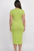 Lime Notch-Neck Midi Dress Available in Sizes 1X-3X