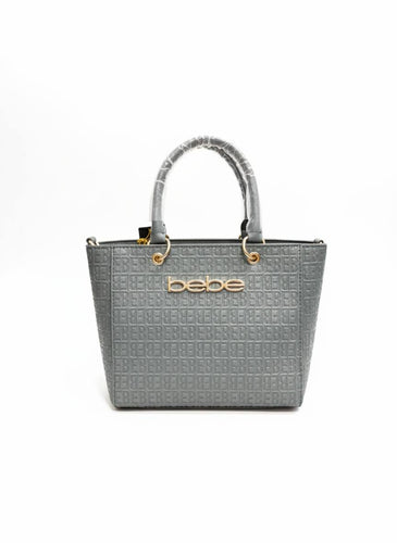 BEBE Embossed Tote Handbag Grey