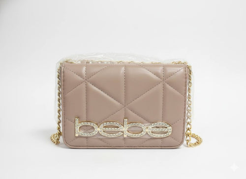 BEBE Quilted Crossbody Handbag Taupe