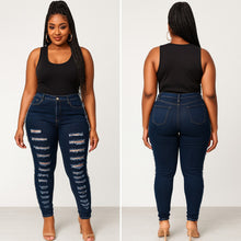 Dark Blue Denim Ripped Jeans Lots of Stretch Available in Sizes S-XL