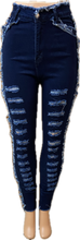Dark Blue Denim Ripped Jeans Lots of Stretch Available in Sizes S-XL