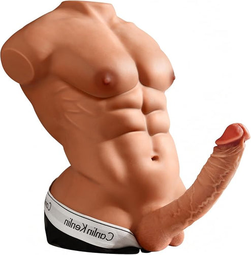 24LB Large Male Sex Doll with Flexible Dildo Realistic 3D Muscular Male Torso Sex Doll with Tight Anal Unisex Masturbator for Les Gay Couple Sex Toy