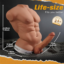 24LB Large Male Sex Doll with Flexible Dildo Realistic 3D Muscular Male Torso Sex Doll with Tight Anal Unisex Masturbator for Les Gay Couple Sex Toy