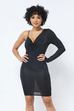 Twisted Front One Shoulder Midi Dress Available in Sizes S-XL