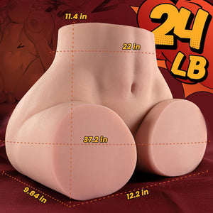 24LB Male Masturbator Sex Doll Pocket Pussies, Realistic Skin Adult Sex Toy with 2 Hole Deeper Vagina & Tight Anal