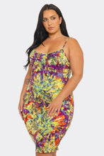 Tie Dye Print Midi Dress Available in Sizes 1X-3X