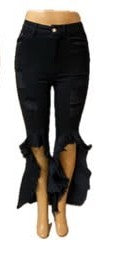 Black Open Front Bell Bottom Pants Available in sizes L-2X