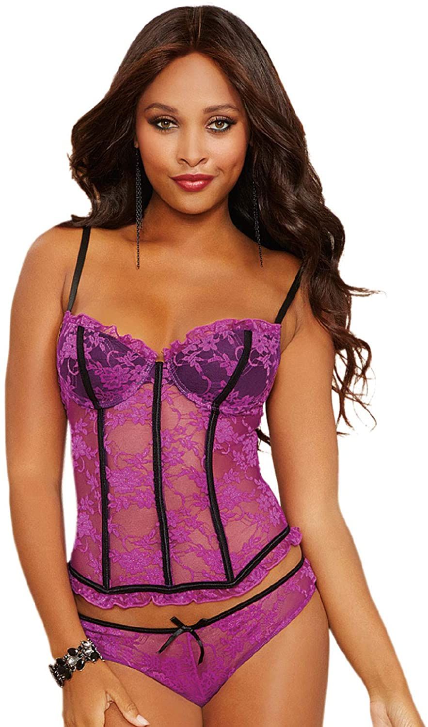 Dreamgirl Orchid Francesca Bustier Set Available in Size 3X/4X