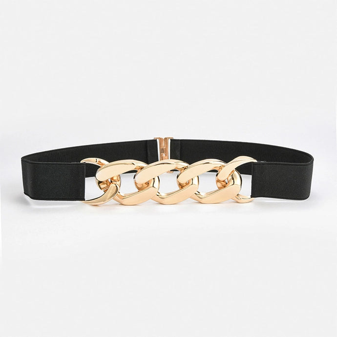 Gold Chain Black Stretch Belt