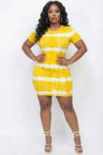Mustard & White Tie-Dye Mini Dress Available in Sizes 1X-3X