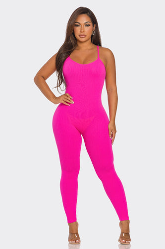 Fuchsia Spaghetti Strap Romper (Lots of stretch) Available in Sizes M-L