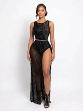 Classy Rhinstone Swimsuit w/ cover up & belt Available in size XL