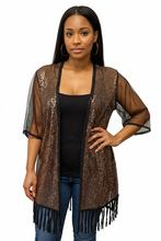 Rose Gold Sequined Sheer Cover-Up Available in Sizes M-XL