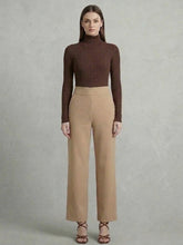 Camel Wide-Leg Stretch Trousers Available in Size M