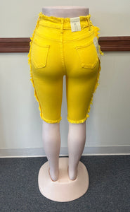 Yellow knee length Demin shorts Available in Size S