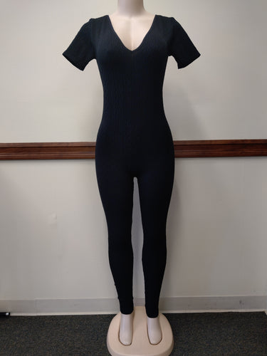 Black Short Sleeve Romper Available in Sizes L-XL (Lots of Stretch)