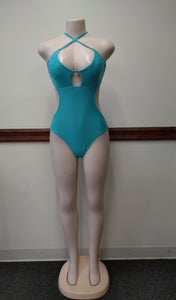 Turquoise Swimsuit with cut offsides Available in Size M