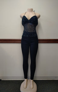 Sheer & Beaded Halter Top Available in Size M