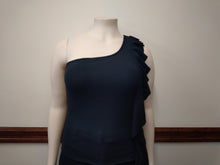 Black Ruffle One Arm Tank Available in Sizes 1X-3X