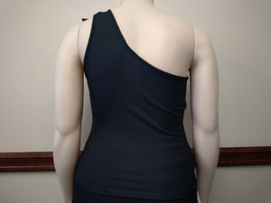 Black Ruffle One Arm Tank Available in Sizes 1X-3X