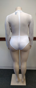 White Sheer Bling Plus Bodysuit Available in Size XL (Lots of Stretch)