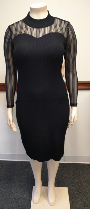 Black Sheer Glitter Sweater Dress (Lots of Stretch) Available in Plus Sizes 1X-3X