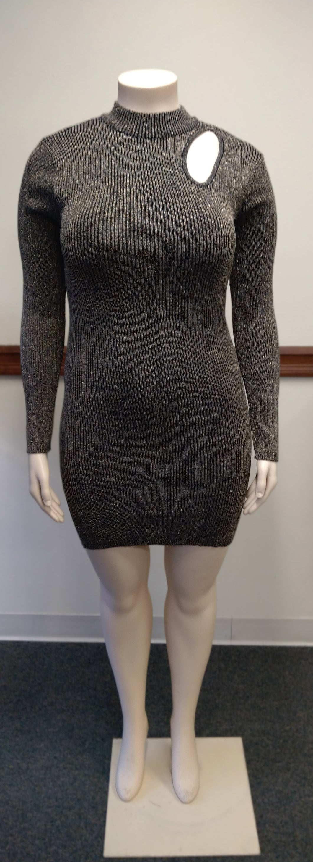 Gold & Black Glitter Sweater Dress (Lots of Stretch) Available in Plus Sizes 1X-3X