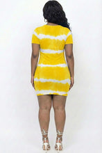 Mustard & White Tie-Dye Mini Dress Available in Sizes 1X-3X