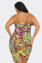 Tie Dye Print Midi Dress Available in Sizes 1X-3X