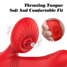 Heated vibrator with licking function and thrusting motion