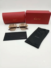 Luxury Wood-Trimmed Rimless Panther Sunglasses