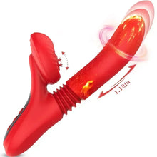Heated vibrator with licking function and thrusting motion